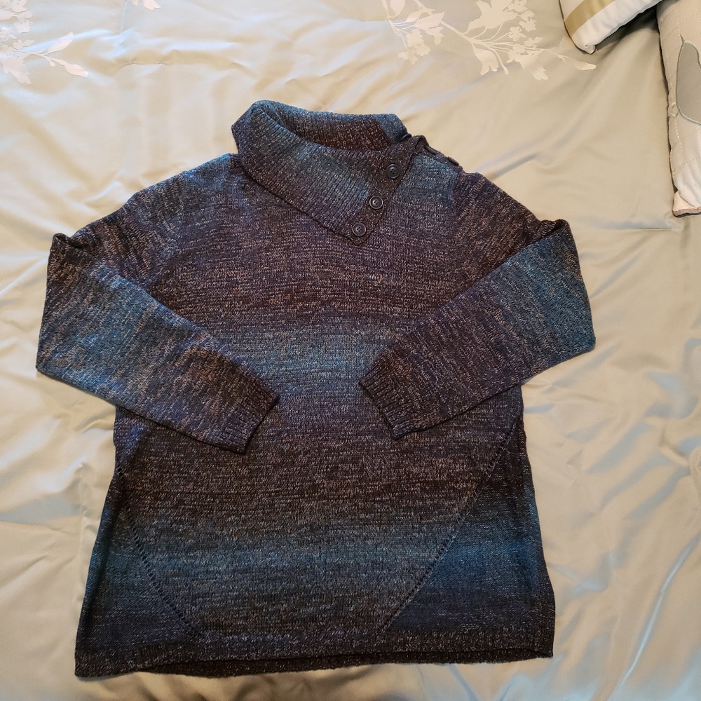 Button down cowl neck sweater